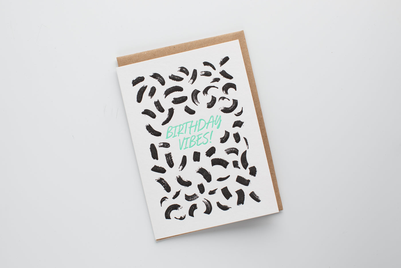 Greeting card with 'Birthday Vibes!' text on a white background